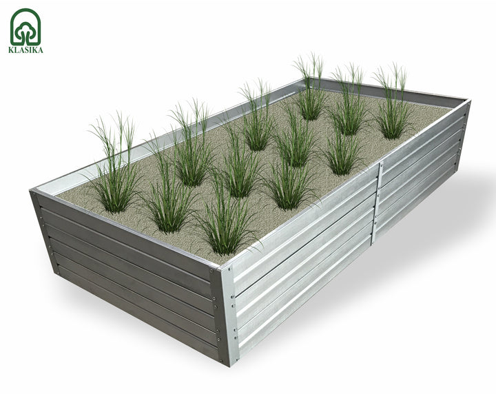 Raised Galvanised Steel Flowerbed, 0,75m x 1,5m x 0,3m Silver (not painted)