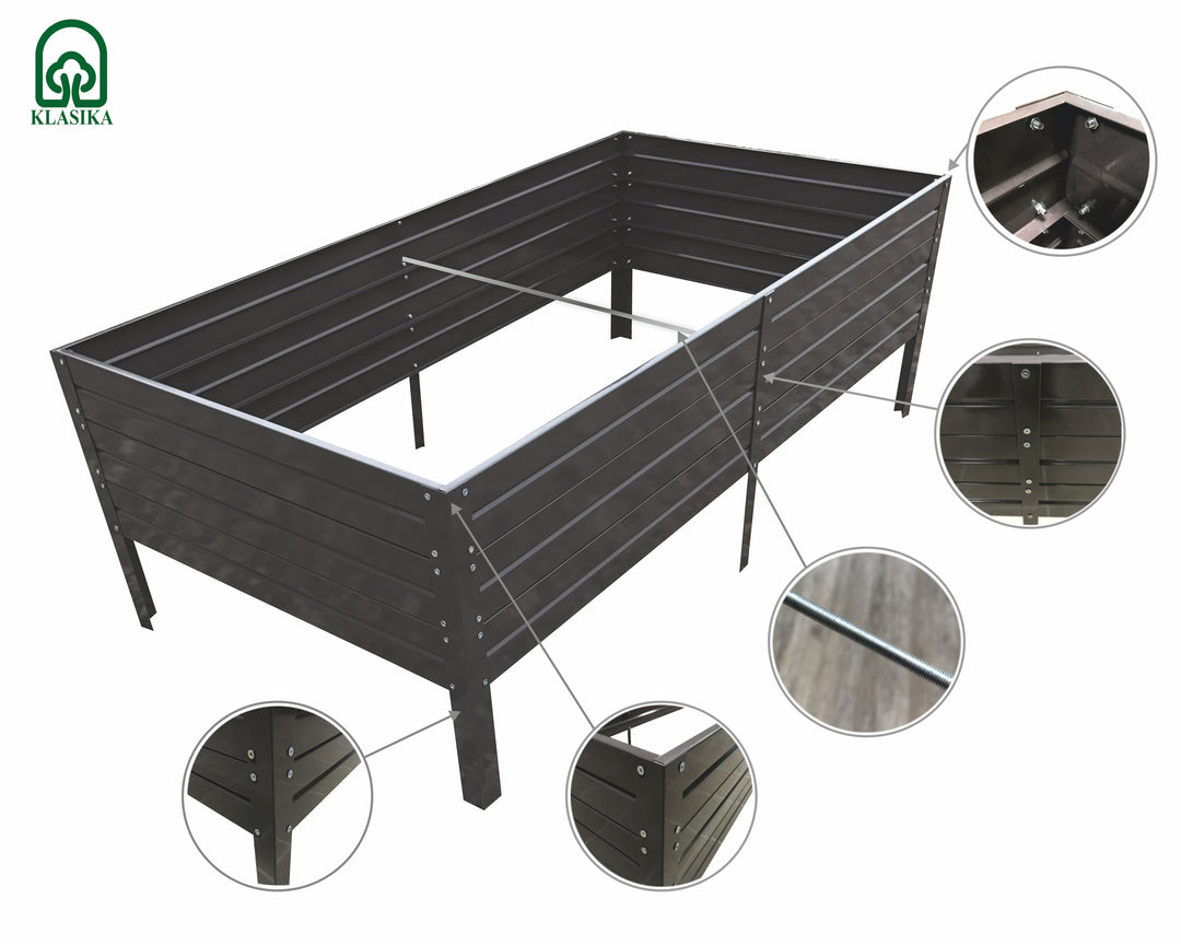 Raised Flowerbed Galvanised Steel, 0,75m x 1,5m x 0,3m Powdercoated