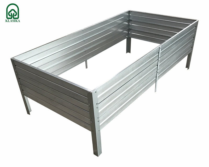 Raised Galvanised Steel Flowerbed, 0,75m x 1,5m x 0,3m Silver (not painted)